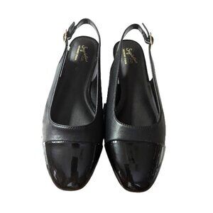 Seychelles Black Capped Toe Low Heel Slingback Memoty Foam Shoes Size 8 NWT